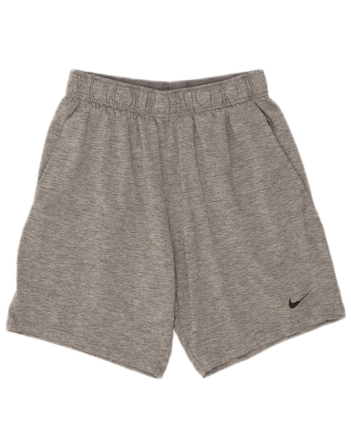 NIKE Damen Dri Fit Sport Shorts UK 14 Large Grau geflecktes Polyester