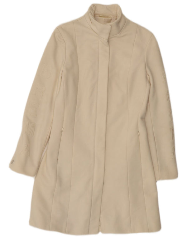 Brema Womens Graphic Overcoat IT 40 Small Off White Polyamid