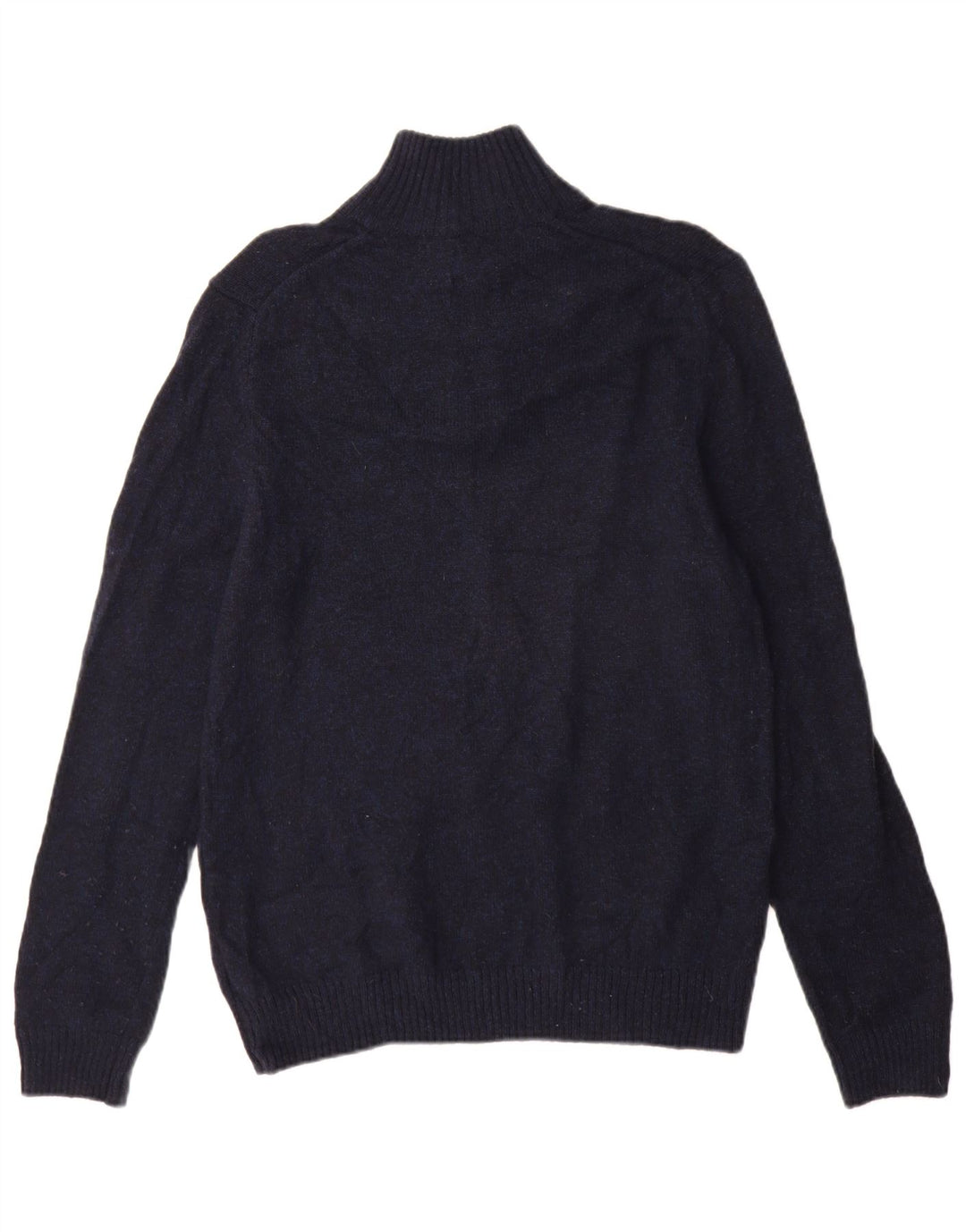 Marks & Spencer Herren-Pullover mit Reißverschluss am Hals, mittelgroße marineblaue Lammwolle