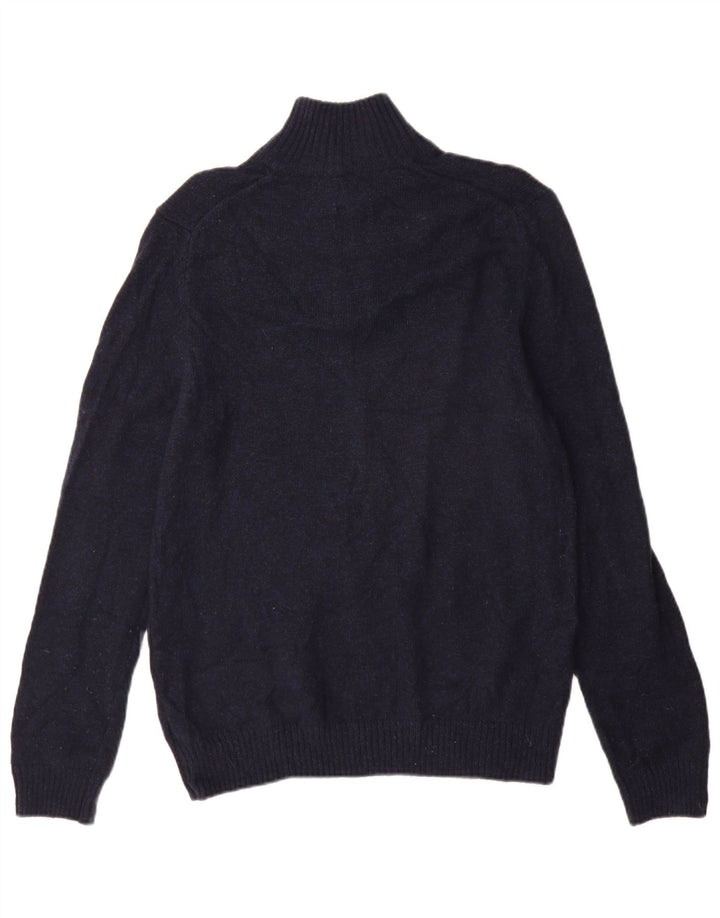 Marks & Spencer Herren-Pullover mit Reißverschluss am Hals, mittelgroße marineblaue Lammwolle