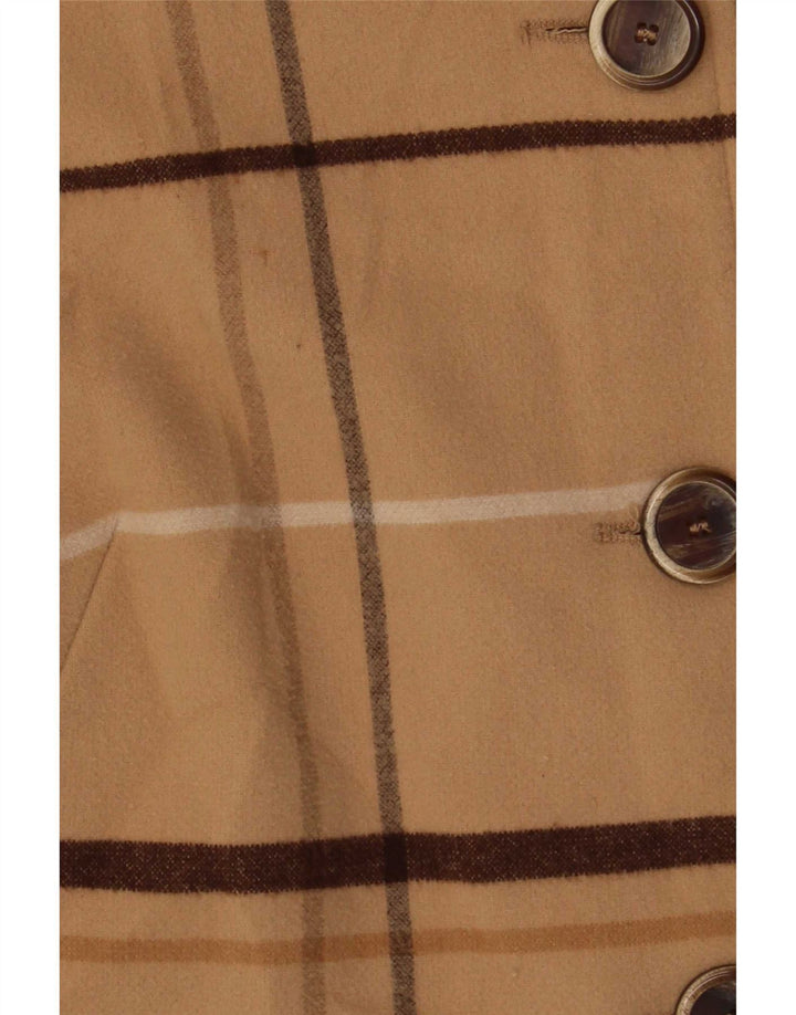 Marks & Spencer Damenmantel UK 8 Small Beige Check Polyester