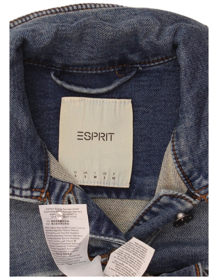 Esprit Damen Crop Denim Jacke UK 10 Small Blau Baumwolle