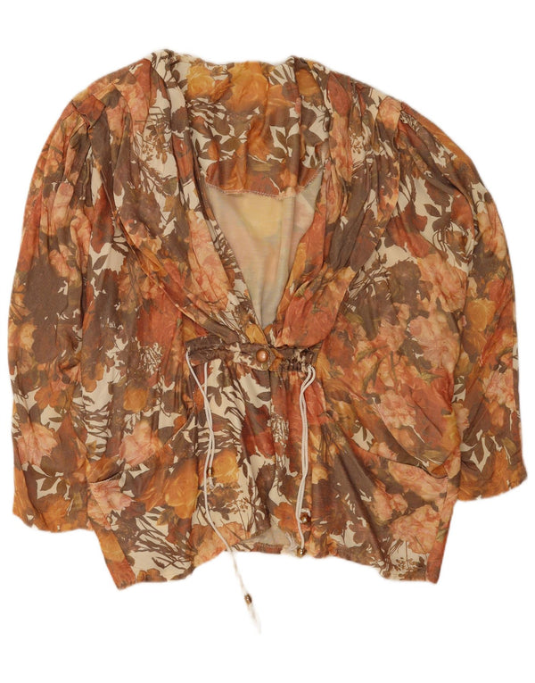 Vintage Damen Loose Fit Cardigan Top UK 18 XL Beige Floral