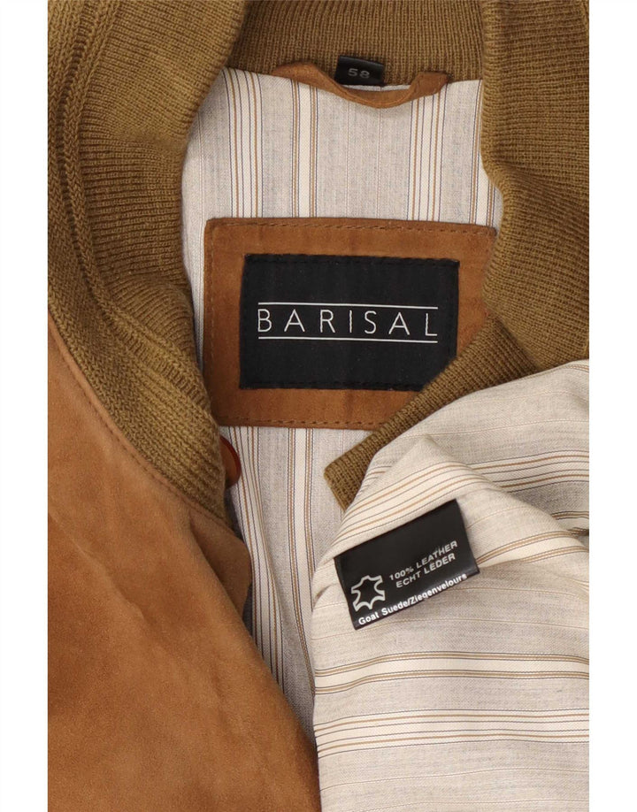 Barisal Herren Wildleder Bomberjacke IT 58 4XL Beige Leder