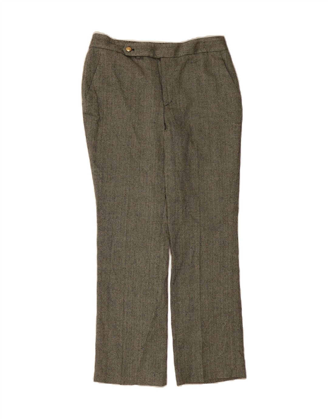 CHAPS Womens Straight Suit Trousers US 12 Large W34 L32 Khaki Herringbone Vintage Chaps and Second-Hand Chaps from Messina Hembry 
