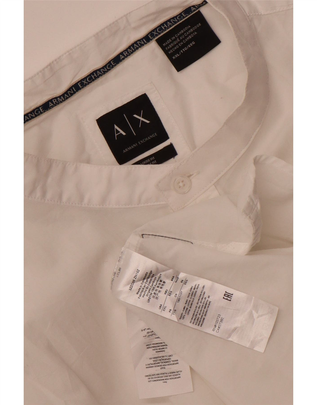 Armani Exchange Herren-Hemd mit lockerer Passform, 2XL, weiße Baumwolle