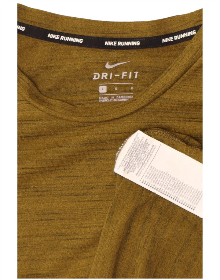 NIKE Herren Dri Fit T-Shirt-Oberteil, großes, khakimeliertes Polyester