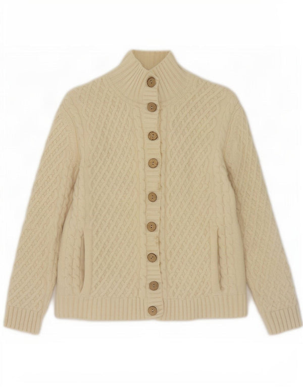 Carraig Donn Damen-Cardigan-Pullover UK 10 Small Off White Schurwolle