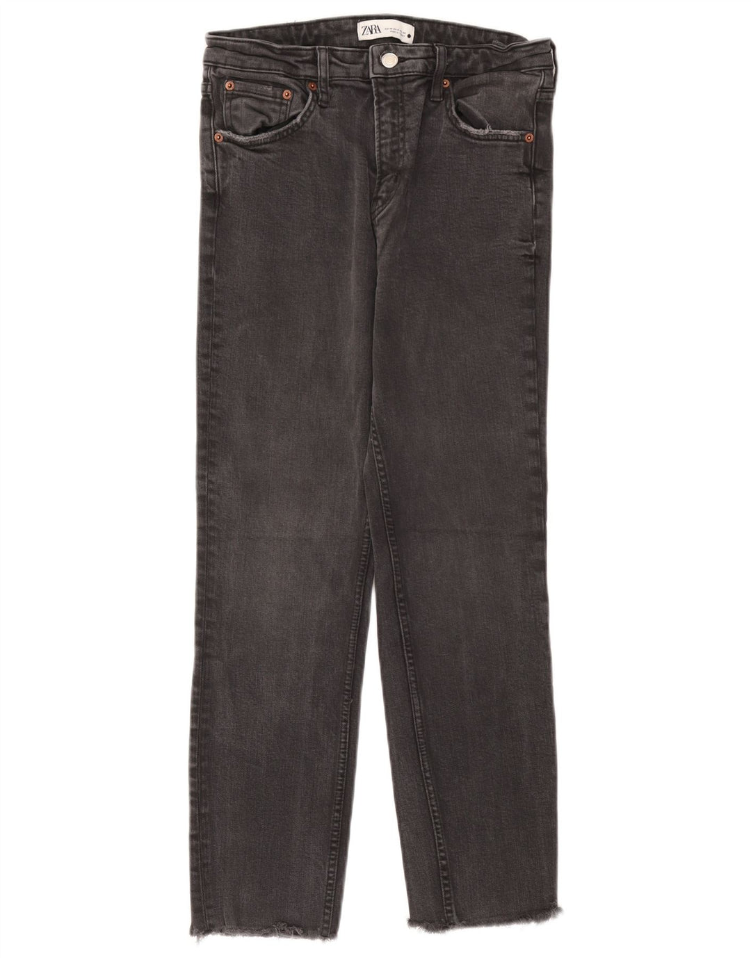 Zara Damen Straight Jeans EU 40 Medium W30 L26 Graue Baumwolle