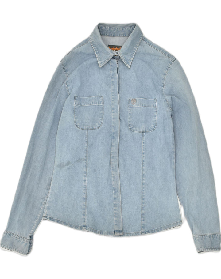 TIMBERLAND Womens Denim Shirt UIK 10 Small Blue Cotton | Vintage Timberland | Thrift | Second-Hand Timberland | Used Clothing | Messina Hembry 
