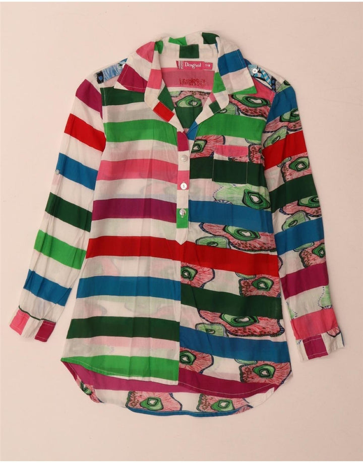Desigual Mädchen Longline Fit Pullover Shirt 7-8 Jahre Mehrfarbig