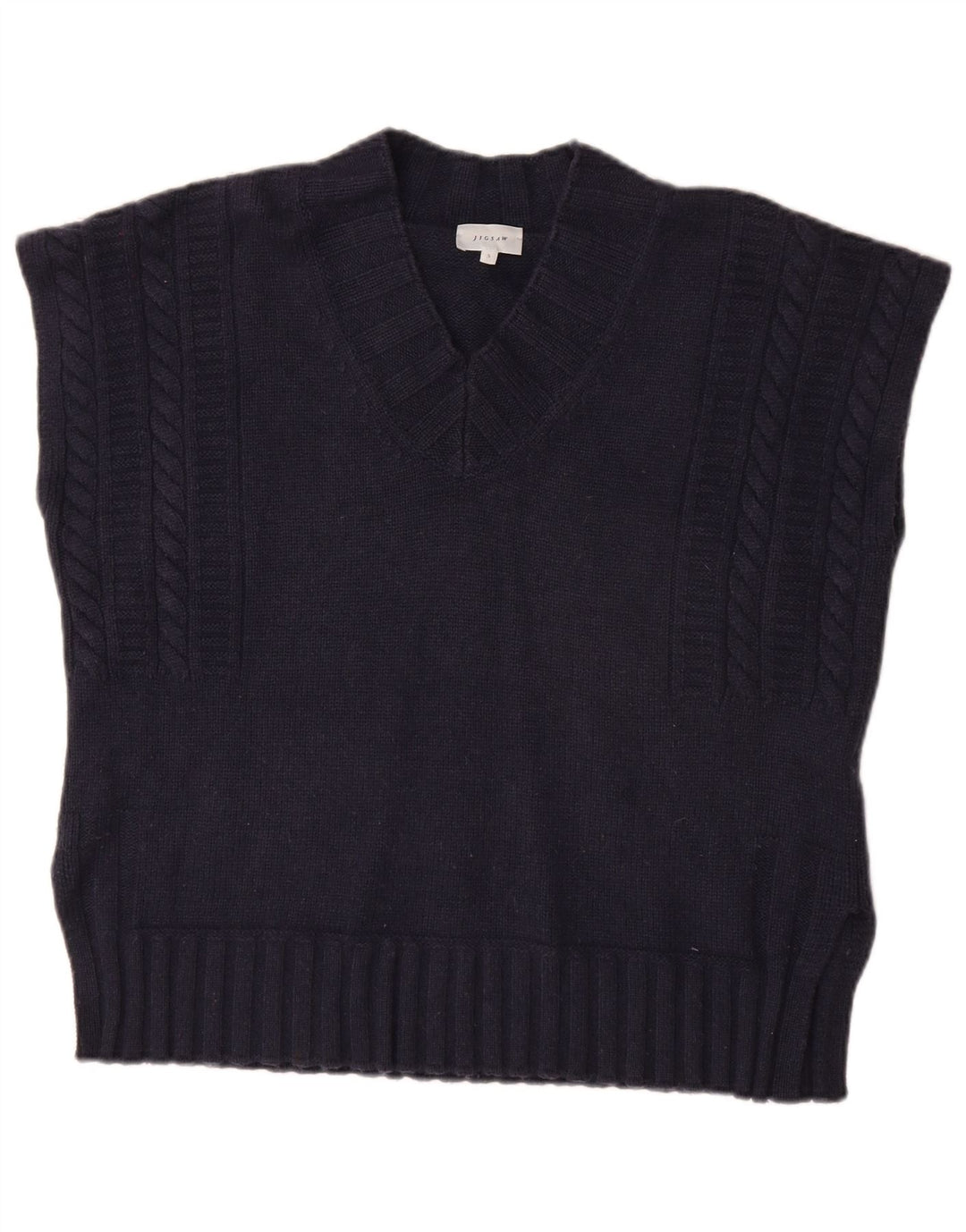 JIGSAW Damen Übergroßes Weste-Tanktop UK 10 Small Marineblaue Wolle