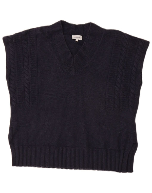 JIGSAW Damen Übergroßes Weste-Tanktop UK 10 Small Marineblaue Wolle