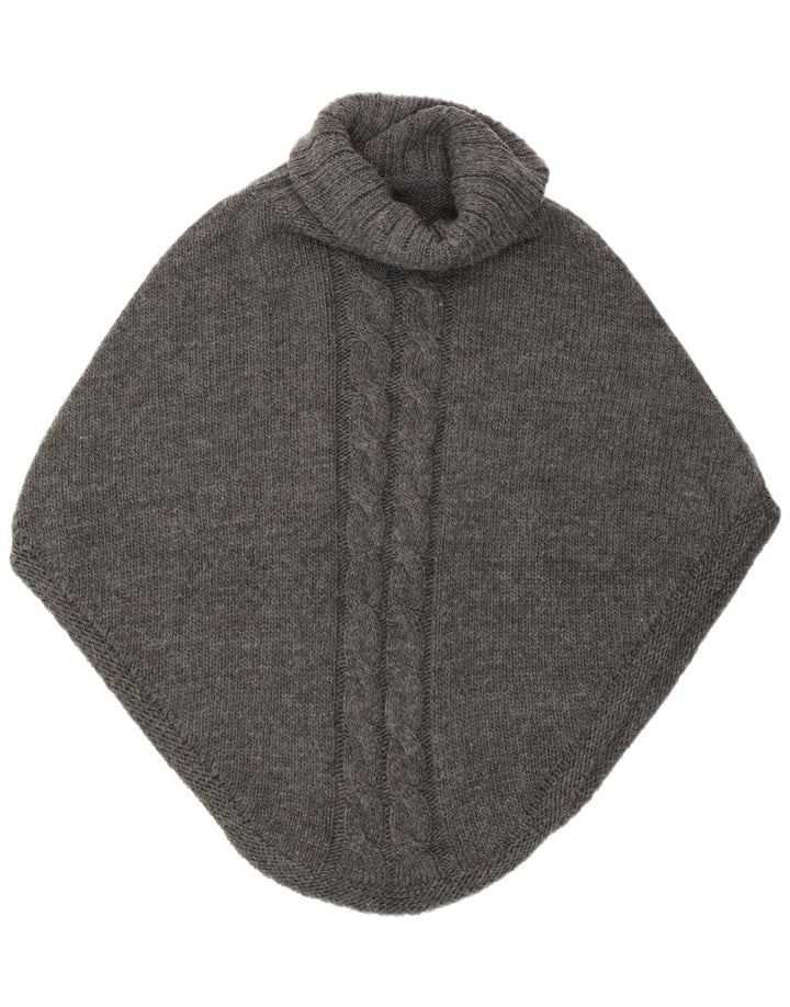 Vintage Damen Poncho Pullover Einheitsgröße Grau