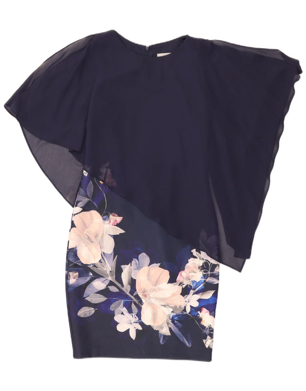 Coast Asymmetrisches Etuikleid für Damen, UK 10, Größe S, Marineblau, Blumenmuster, Polyester