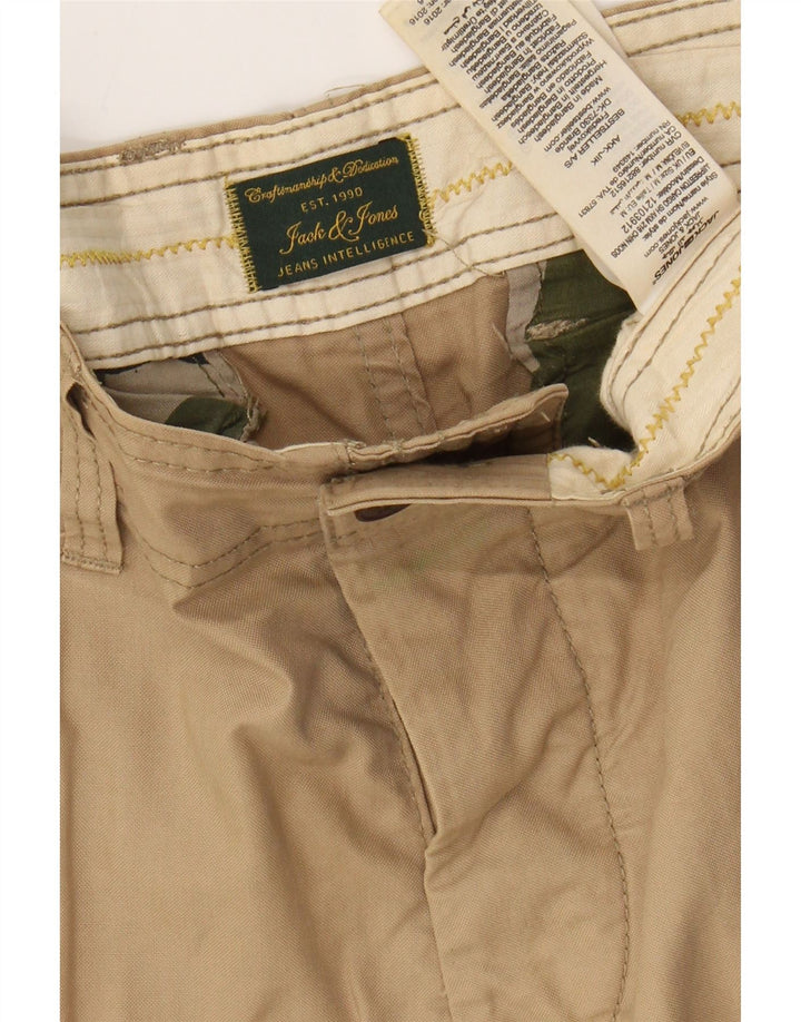 JACK & JONES Herren Cargoshorts Medium W32 Beige Baumwolle