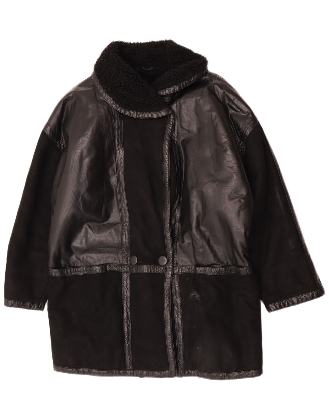 Skinni Womens Übergroßer Lammfellmantel IT 40 Kleines schwarzes Lammfell