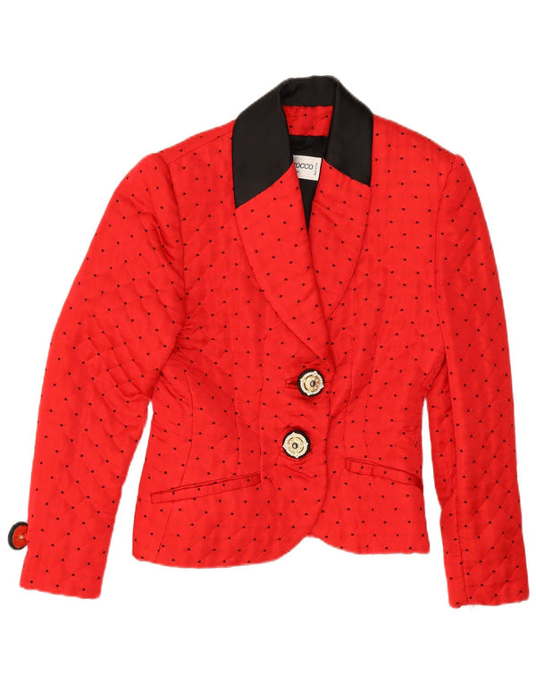Roccobarocco Damen-Blazer mit 2 Knöpfen, IT 44, mittelrot geflecktes Acryl