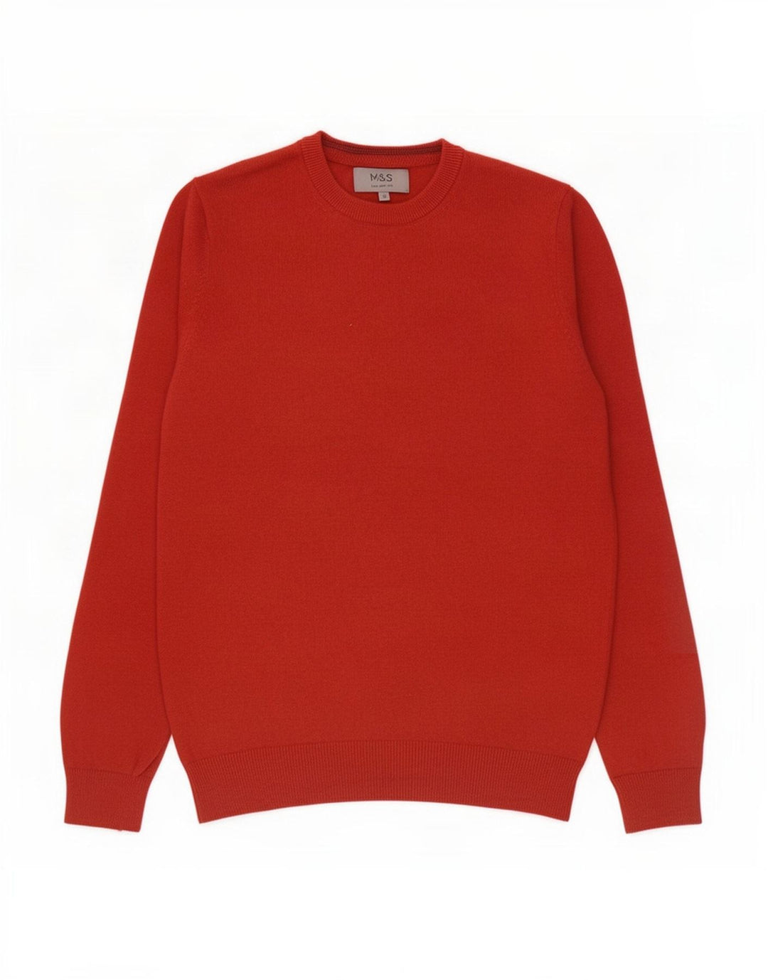 Marks & Spencer Herren-Pullover mit Rundhalsausschnitt, Größe S, Orange, Baumwolle