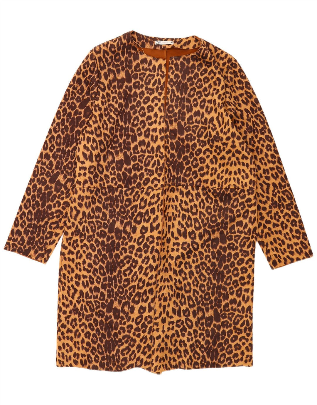 Offener Damenmantel von Zara UK 18 XL Braunes Polyester mit Animal-Print