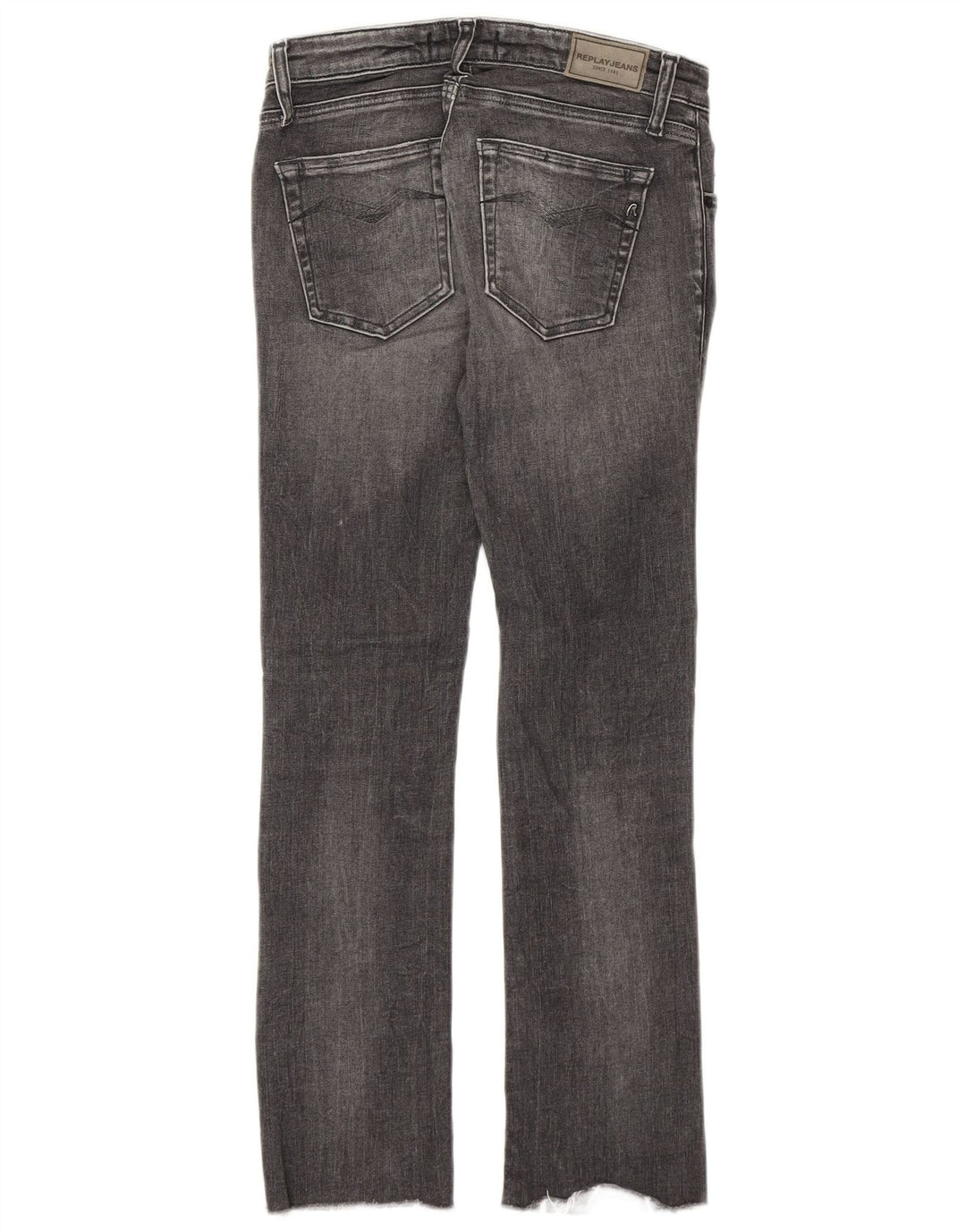 Replay Damen Crop Slim Jeans W24 L24 Graue Baumwolle