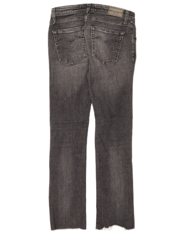 Replay Damen Crop Slim Jeans W24 L24 Graue Baumwolle