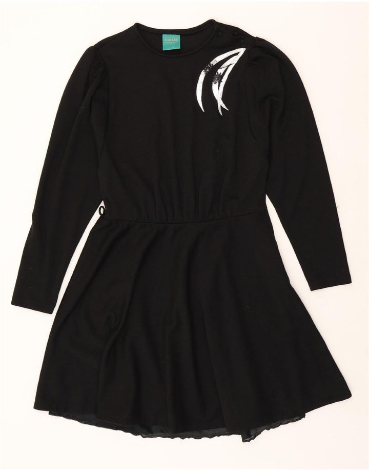 CANDA Womens Long Sleeve A-Line Dress UK 12 Medium Black Vintage Canda and Second-Hand Canda from Messina Hembry 