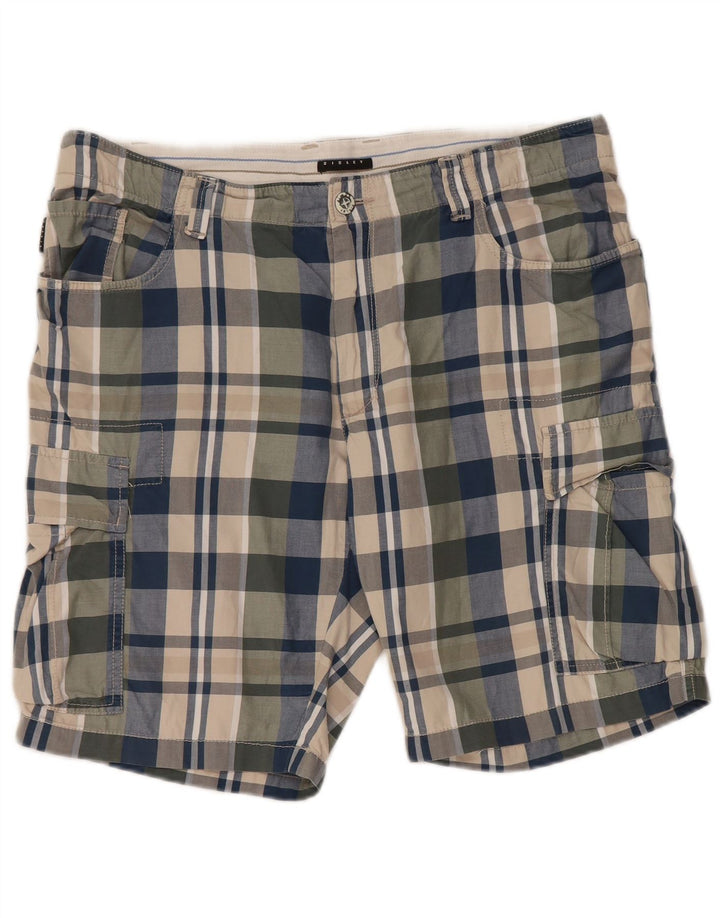 Sisley Herren-Cargoshorts IT 50 Large W36 Mehrfarbig karierte Baumwolle