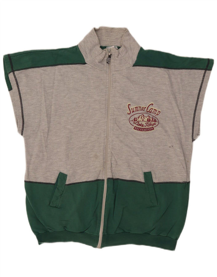 Active Herren-Trainingsanzug, ärmellos, Jacke, 2XL, Grau, Colourblock-Baumwolle