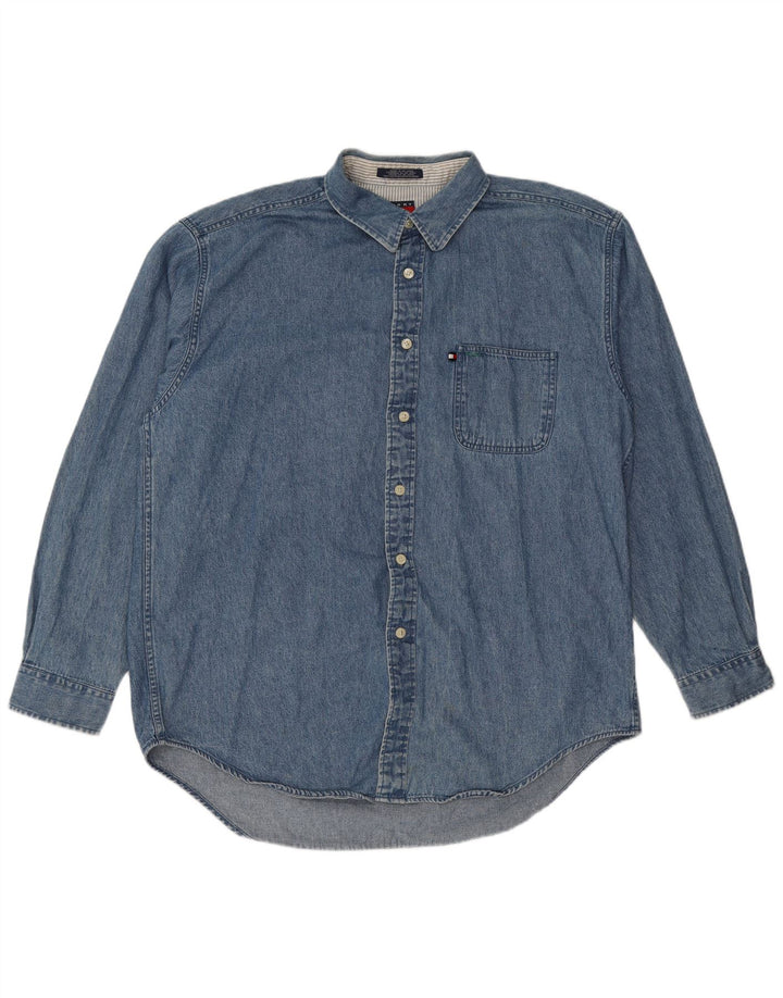 Tommy Hilfiger Herren Jeanshemd XL, blaue Baumwolle