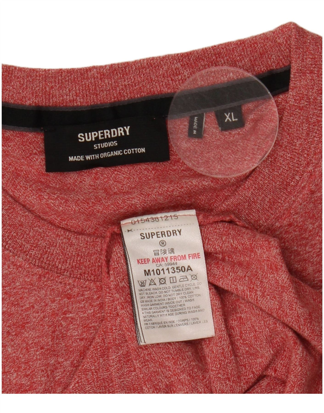 Superdry Herren-T-Shirt-Oberteil XL aus rot gefleckter Baumwolle