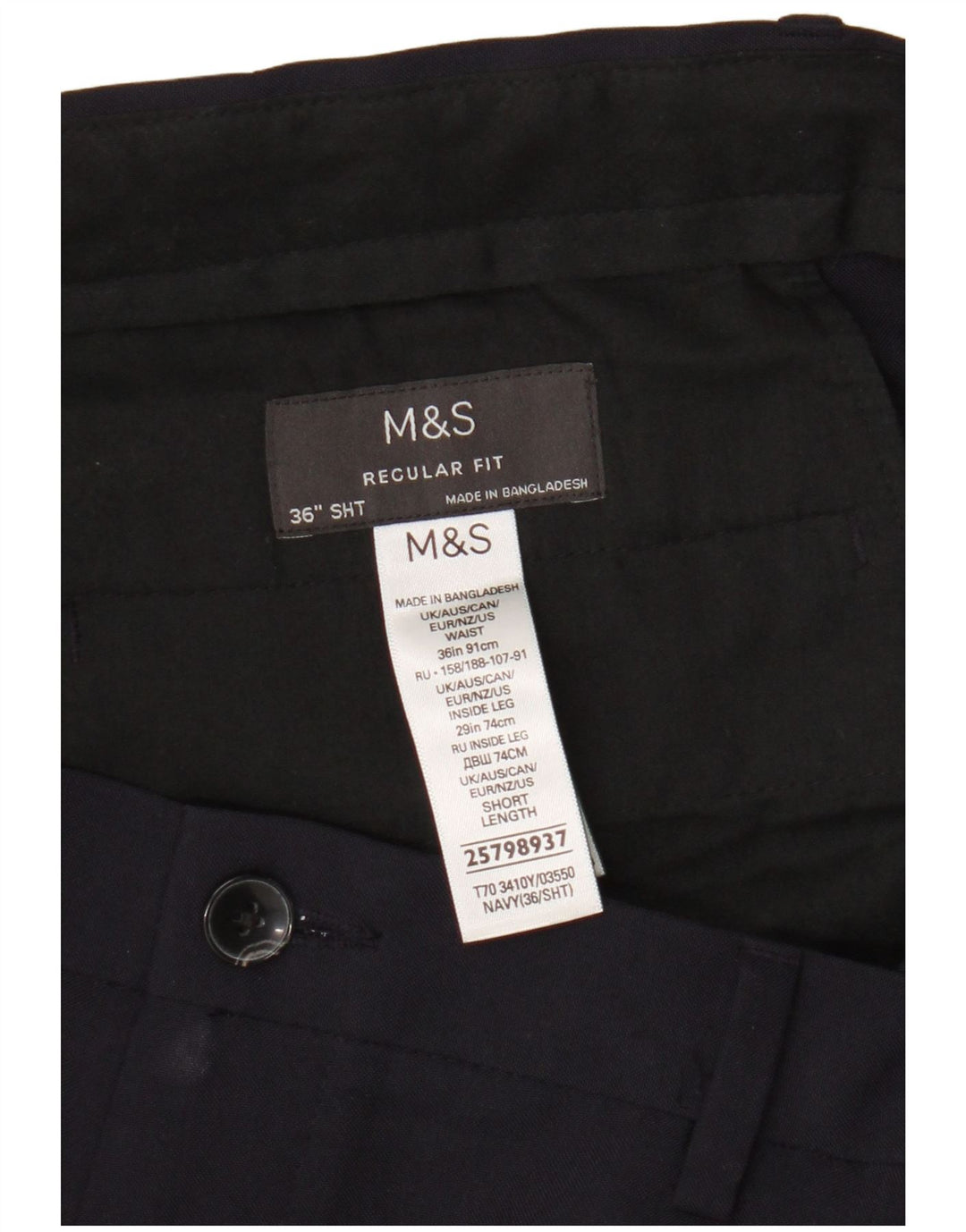 Marks & Spencer Herren-Chinohose mit normaler Passform, W36 L29, marineblaues Polyester