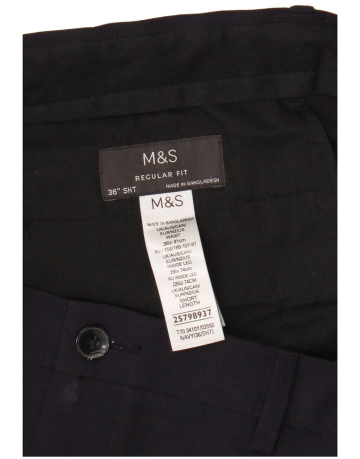 Marks & Spencer Herren-Chinohose mit normaler Passform, W36 L29, marineblaues Polyester