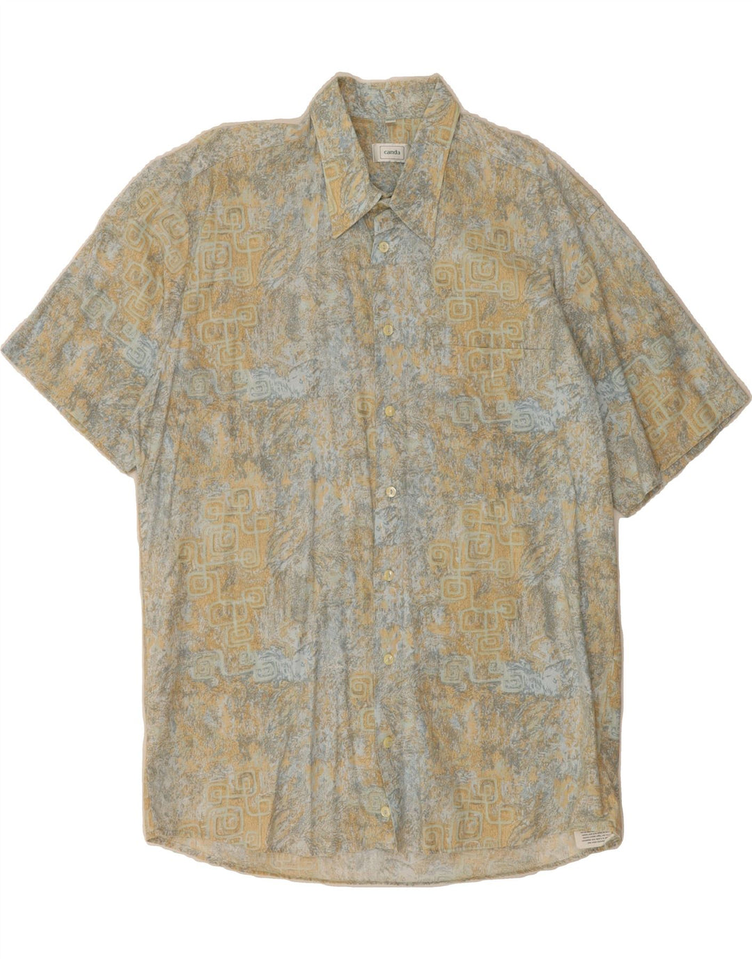 CANDA Mens Abstract Pattern Shirt Size 43/44 17-17 1/2 XL Grey Vintage Canda and Second-Hand Canda from Messina Hembry 
