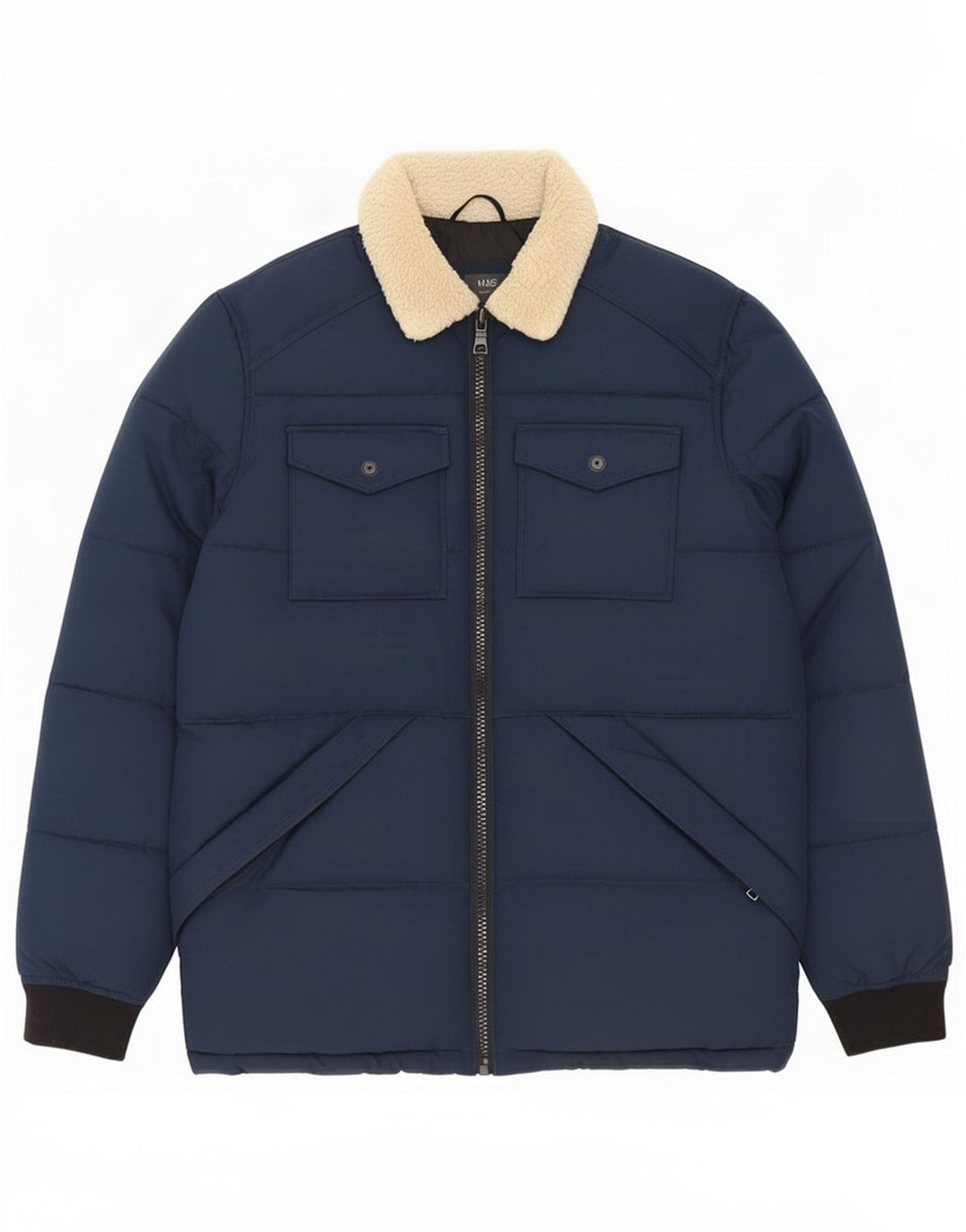 Marks & Spencer Herren Wattierte Jacke UK 38 Mittel Marineblau Farbblock