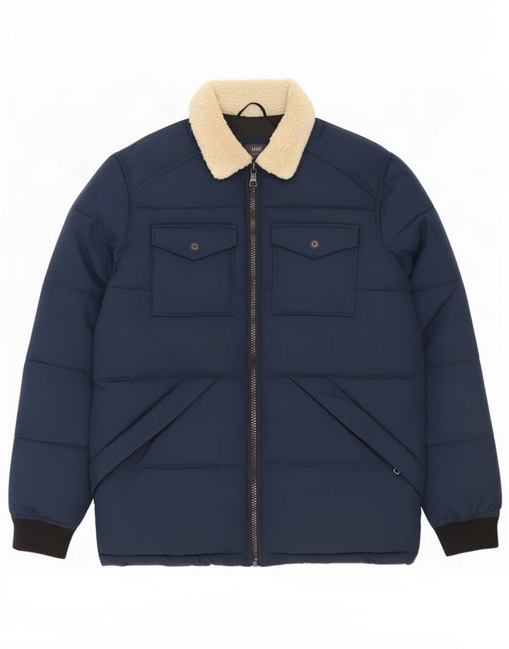 Marks & Spencer Herren Wattierte Jacke UK 38 Mittel Marineblau Farbblock