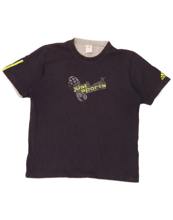 Adidas Herren-T-Shirt mit Grafik, groß, marineblau, Baumwolle