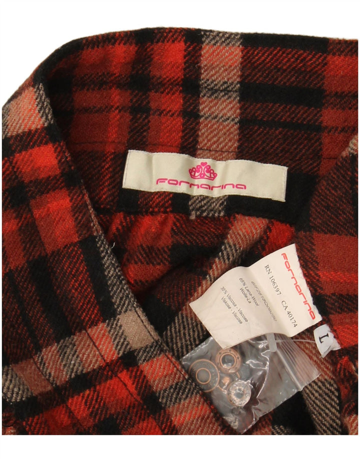 FORNARINA Damen-Blasenrock, groß, W34, mehrfarbig karierte Wolle