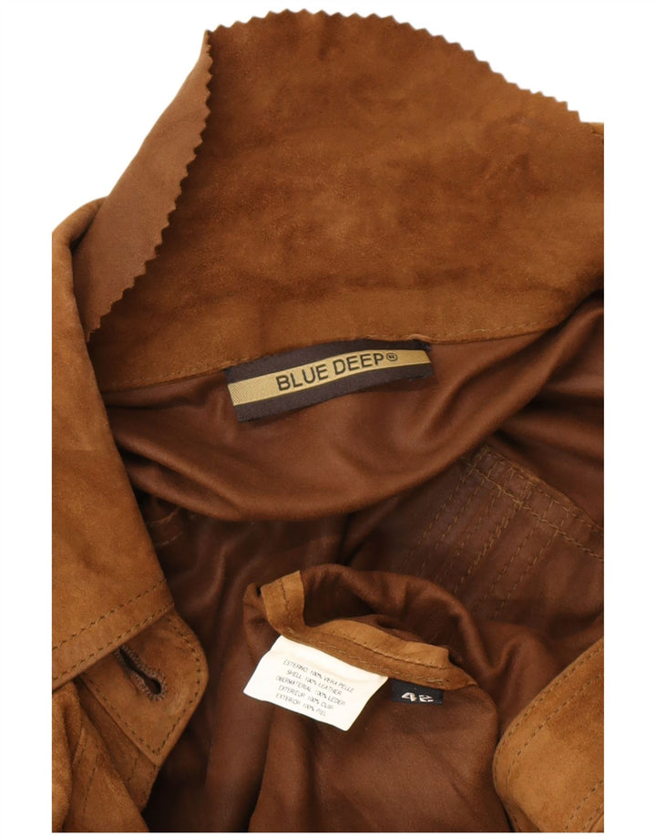 VINTAGE Damen Wildleder-Militärjacke IT 42 Mittelbraunes Leder