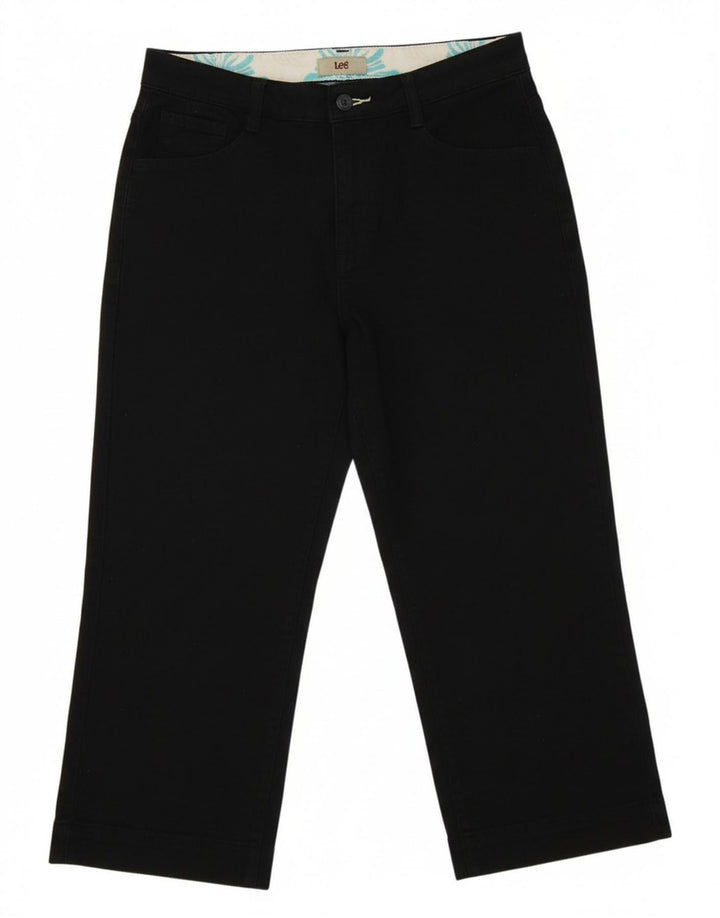 LEE Womens Straight Capri Trousers US 6 Medium W28 L19 Black Cotton