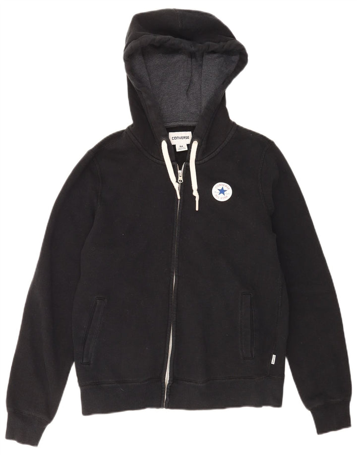 Converse Damen Zip Hoodie Pullover UK 14 Mittelschwarze Baumwolle
