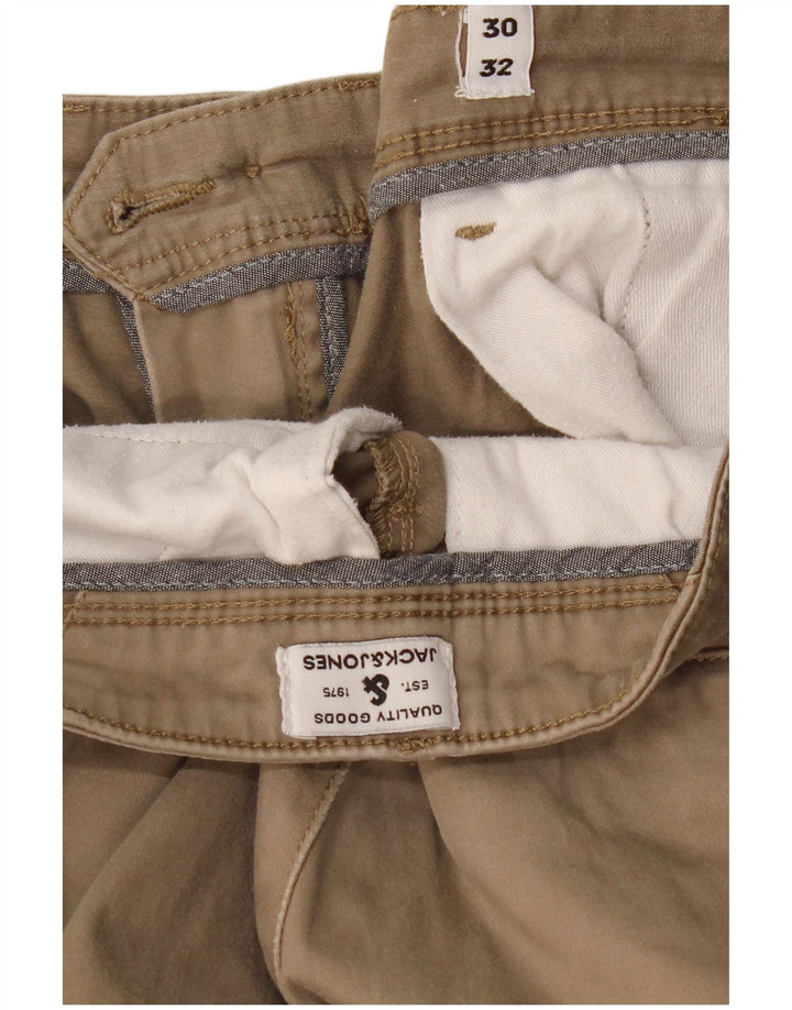 JACK & JONES Herren gerade Chinohose W30 L32 Beige Baumwolle