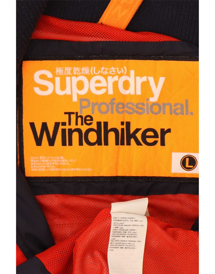Superdry Herren The Windhiker Regenjacke UK 40 Large Marineblau Nylon