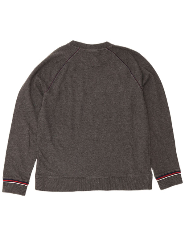 Fila Herren Grafik-Sweatshirt-Pullover aus mittelgrau gesprenkelter Baumwolle