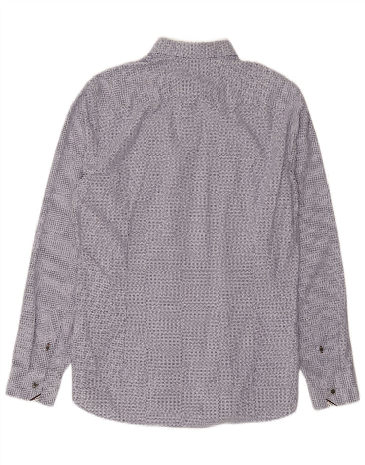 Ted Baker Herrenhemd, Größe 3, Mittelblau, Blumenmuster, Modal