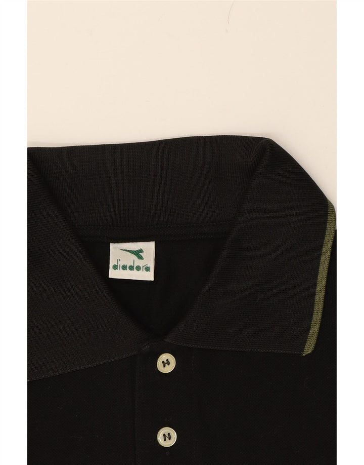 DIADORA Mens Polo Shirt Medium Black Cotton Vintage Diadora and Second-Hand Diadora from Messina Hembry 