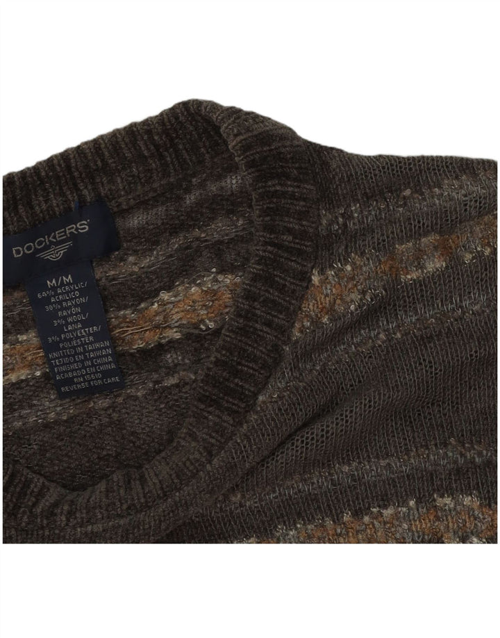 Dockers Herren-Pullover mit Rundhalsausschnitt, Mittelgrau, Fair-Isle-Acryl