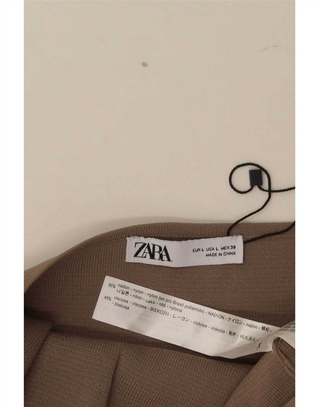 Zara Damen Crop Trägerloses Top UK 14 Großes braunes Nylon