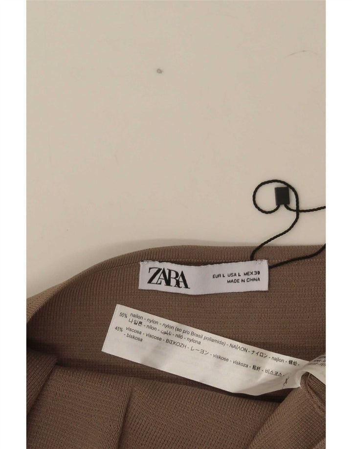 Zara Damen Crop Trägerloses Top UK 14 Großes braunes Nylon