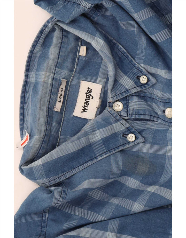 Wrangler Herren-Hemd mit normaler Passform, XL, blau kariert, Baumwolle